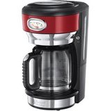 Russell Hobbs 21700-56 Retro Ribbon Filtre Kahve Makinesi Kırmızı, 10 Fincana Kadar, 1.25 L Cam Süra
