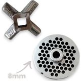 Russet 22 Numara 8 mm 2'li Kıyma Makinesi Ayna ve Bıçak Seti - Gri