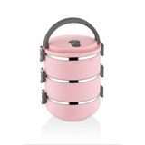 Russet 3 Katlı Vakumlu Yemek Termosu 3lü Sefer Tası Freshbox Serisi Pembe