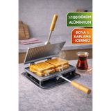 Russet Ocak Üstü Tost Makinesi Çift Taraflı Alüminyum Döküm 23x17 cm Pratik Izgara Ekmek Kızartma Sade