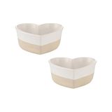 Rustic Charm Seramik Kalp Şeklinde Fırın Kabı, Krem/Beyaz, 14 cm, 375 ml