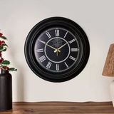 Rustic Vintage Duvar Saati - Siyah - 45 Cm