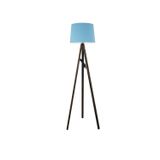 Rustik Ahşap 3 Ayak Koyu Kahverengi Tripod Lambader Turkuaz Konik Şapka