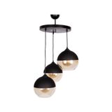 RUSTİK BAL CAMLI ÜÇLÜ AVİZE CAMLAR 20 CM TABAN 30 CM MYL002789