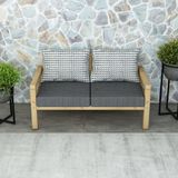 Rustik Doğal Ahşap Natural Renk Bahçe & Balkon Oturma Grubu - Antrasit - 2'li Kanepe