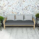Rustik Doğal Ahşap Natural Renk Bahçe & Balkon Oturma Grubu - Antrasit - 3'lü Kanepe