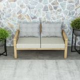 Rustik Doğal Ahşap Natural Renk Bahçe & Balkon Oturma Grubu - Bej - 2'li Kanepe