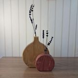 Rustik El Yapımı Dekoratif Ahşap Vazo Seti, 2 Parça, Masif Çam, Antik Meşe ve Ceviz, 22x16 cm ve 12x12 cm, Minimalist İskandinav Tasarım, Kurutulmuş Çiçek Vazolu