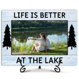 Rustik Ev Dekoru, Life is Better at the Lake Resim Çerçevesi, Doğum Günü, Tatil, Göl Severler için Yeni Eve Taşınma Hediyeleri, Masa Dekoru için Standlı Ahşap Fotoğraf Çerçevesi, 20 x 152-108 cm
