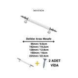 Rustik Kulp Modelleri Lüks Modern Mutfak Dolap Çekmece Mobilya Kulbu 96Mm Beyaz-Krom