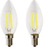 Rustik LED Filament Ampul 4 Watt E14 Duy Sarı Işık Dekoratif Vintage Aydınlatma (2, Şeffaf Cam C35) - Amber