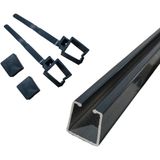 Rustik Perde Askısı İçin Alüminyum Ray (19mm) Tekli Korniş Plastik Kelepçe ve Kapak 160 cm Antrasit