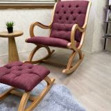 Rustik Sallanan Sandalye, Bordo, Ahşap, Naturel