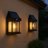 Rustika Solar Lamba Aplik Sensörlü Güneş Enerjili Bahçe Duvar Aydınlatma Rustik Ampul - Sarı - Gün Işığı