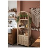 RUSTİKEVDECORART El Yapımı Hasır Banyo Mutfak Balkon Teras Salon Rafı Kitaplık 4 Kat Dekoratif Kapaklı Erzak Dolabı