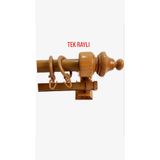 rustikstore ZE-SA RUSTİK- ASFOR MEŞE Tek Raylı Ahşap Rustik Perde Askısı Rustik Borusu 125 Cm