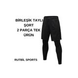 RUTBİL SPORTS 2'Sİ BİR ARADA-FUTBOL TAYT ŞORT-BİRLEŞİK TAYT ŞORT SİYAH-FİTNESS TAYT ŞORT-KOŞU & EGZERSİZ TAYT ŞORT TAYTŞORTSİYAH