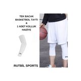 RUTBİL SPORTS 3/4 BASKETBOL TAYTI-3/4 FİTNESS TAYTI-3/4 SPOR & KOŞU TAYTI- 1 ADET KOLLUK HEDİYE BEYAZ