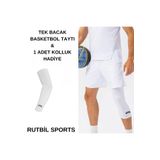 RUTBİL SPORTS BASKETBOL BEYAZ TEK BACAK TAYT-FİTNESS & KOŞU BEYAZ TEK BACAK TAYT- 1 ADET KOLLUK BEYAZ BASKETTEKBACAKBEYAZ