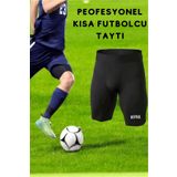 RUTBİL SPORTS Profesyonel Siyah Futbolcu Kısa Taytı-Kısa Spor Taytı-Kısa Koşu Taytı-Erkek Beyaz Fitness Kısa Tayt