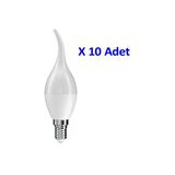 Rutter 5W Kuğu Led Mum Ampul 3000K Sarı E14 10 Adet Kıvrımlı Ampul