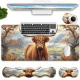 RUUHLJLET Klavye Mouse Pad Seti, Büyük Mouse Pad+Klavye Bilek Desteği+Bilek Desteği+Bardak Altlığı, Bilgisayar Dizüstü Bilgisayar Ofis Ev-Yayla İnek için 80 x 30 cm Genişletilmiş Masa Matı