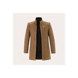RUVEN TEKSTİL Ezel Dik Yaka Göğüs fermuarlı Slim fit Erkek Kaşe Kaban19-12