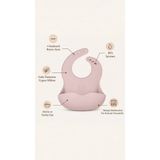 Ruvera Silikon Mama Önlüğü LFGB Sertifikalı Su Geçirmez Ayarlanabilir Geniş Cepli | Blush Pink - Pembe - 6+ Ay