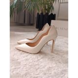 Ruxene Ayrıs Ince Topuk Asimetrik Kesim Stiletto 10,5cm Gelin Ayakkabısı - Sedef - Beyaz