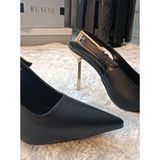 Ruxene Bata Sivri Burun Rugan Topuk Dekolteli 9,5 cm Ince Topuk Stiletto Topuklu Ayakkabı - Siyah