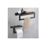 Rüya Gezegeni Modern Metal Raflı Banyo Havlu Askılığı Ve Tuvalut Kağıdı Askılığı Siyah 2'li Set