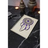 Rüya Kapanı Desenli Ahşap Kapaklı Defter - Ajanda - Günlük - Çizgisiz Defter - Not Defteri