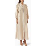 Ruya Studio Şık Boncuk Süslemeli Abaya Ince Tencel Voile ile Zarafet ve Rahatlık Sunar - Bej - 56