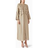 Ruya Studio Şık ve Hafif Tencel Voile Abaya Bead Süslemeli Uzun Kollu Moda Ürünü - Gri - 58