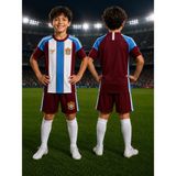 Rüya Vadisi Çocuk Halı Saha Futbol Forması Seti Bordo-Beyaz Forma+Şort+Çorap - 11 - 12 Yaş - Bordo - Mavi