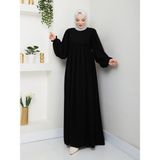 Rüyam Moda Butik Elbise Balon Kol - Siyah - 1