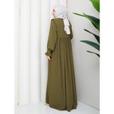 Rüyam Moda Butik Melisa Elbise Mısır Medine Ipeği - 2 - Yağ Yeşili