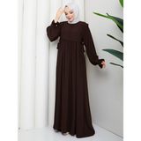 Rüyam Moda Butik Melisa Elbise Mısır Medine Ipeği - 3 - Acı Kahve
