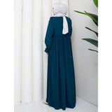Rüyam Moda Butik Melisa Elbise Mısır Medine Ipeği - 3 - Petrol Mavisi