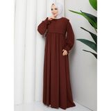 Rüyam Moda Butik Melisa Elbise Mısır Medine Ipeği - 3 - Tarçın
