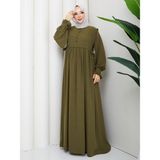Rüyam Moda Butik Melisa Elbise Mısır Medine Ipeği - 3 - Yağ Yeşili