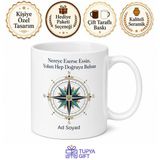 Rüzgar Gülü Temalı Baskılı Kupa Bardak Hediye Özel Tasarım Porselen Mug
