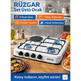 Rüzgar Set Üstü Ocak – 4 Gözlü (1 Taşlı) Beyaz