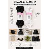RuzgarHome Yuvarlak Lastik İp Siyah & Beyaz Seti | 10 Metre x 2 Esnek | ve Dayanıklı Dikiş & Hobi Lastiği