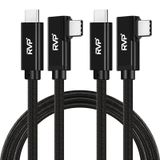 RVP+ 90 Derece USB C - USB C Kablosu (20Gbps, 2Pack, 6FT), 100W Dik Açı USB C Şarj Cihazı, Thunderbolt 4/3 için E-Marker ile 4K Video Çıkışı - Siyah