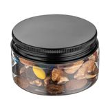 RW Base 113 ml Şeker Kavanozu, 10 Dayanıklı Mutfak Saklama Kabı - Yuvarlak, Hava Geçirmez Conta, Siyah Alüminyum Kapaklı Şeffaf Plastik Atıştırmalık Kavanozları, Masa Teşhir veya Şeker Büfe İçin -