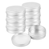 RW Base 56 ml Teneke Saklama Kutuları, Kapaklı 10 Yuvarlak Teneke Kutu - Dayanıklı, Vidalanabilir Kapaklar, Gümüş Alüminyum Saklama Kapları, Özelleştirilebilir, Nane, Hap veya Otlara Uyar -