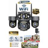Rx18w Wifi 4 Kameralı Güvenlik Kamerası 20Mp Ultra Hd Ptz Hareketli Sesli Gece Görüşlü Akıllı Kamera