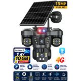 Rx66g 3 Kameralı 4G Sim Kartlı Solar Güvenlik Kamerası Dış Mekan Gece Görüşlü Güneş Panelli Kamera 1 Ay Sim Kart Dahil