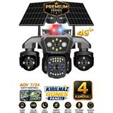 Rx80 4 Kameralı 20Mp 4G Sim Kartlı Güvenlik Kamerası Çift Solar Panelli Gece Görüşlü Güneş Enerjili